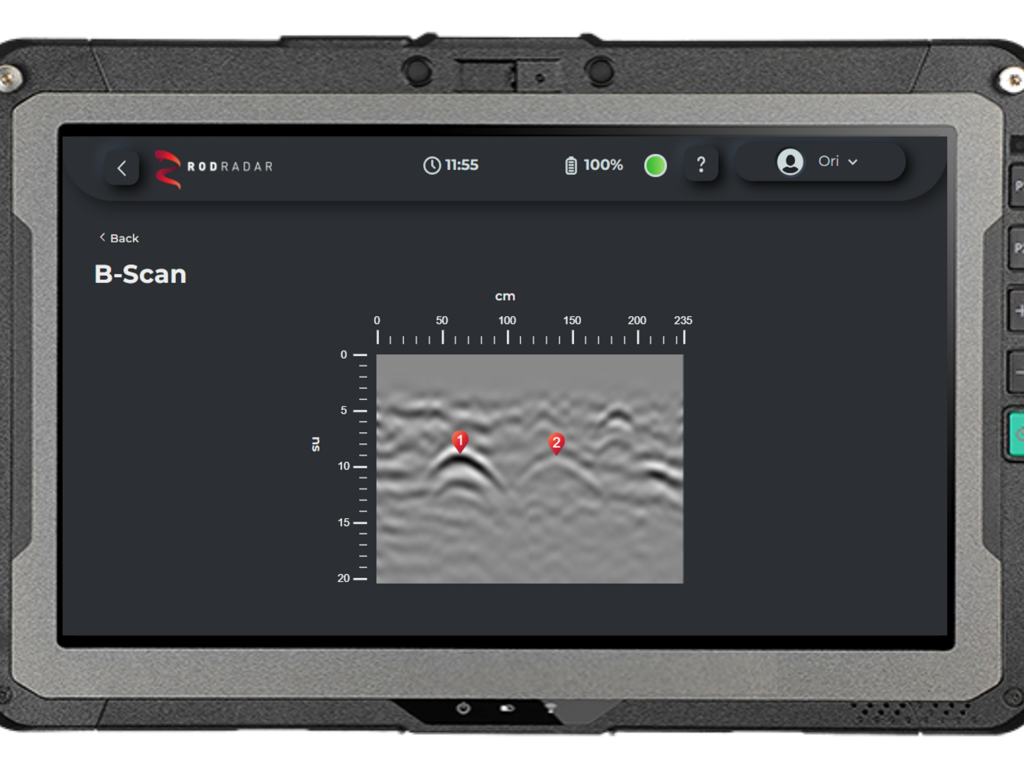 Life Dig Radar® B-Scan auf zwei Achsen