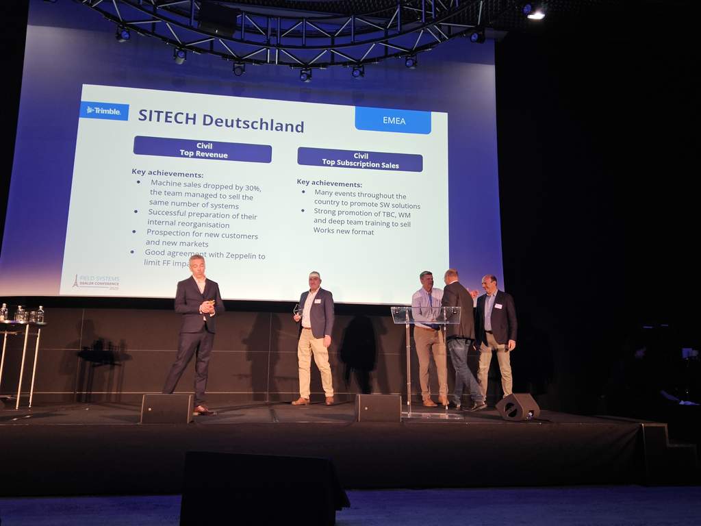 Preisverleihung auf der Trimble Händlerkonferenz 2025 in Paris